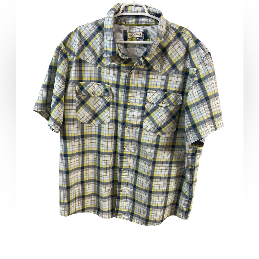 Magellan Outdoors Blue and Yellow Plaid Men's Shirt